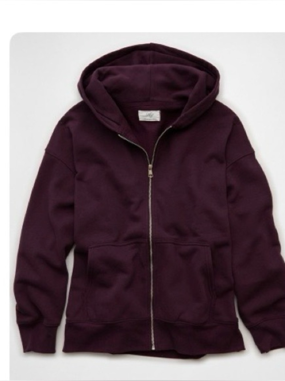 American Eagle Everyday Luxe Oversized Full-Zip Hoodie in jet indigo- small